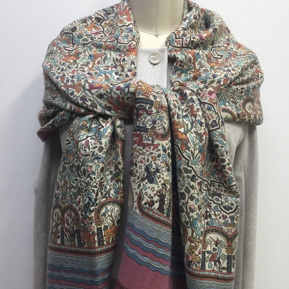 Hermes LES JARDINS D'ARMENIE cashmere /silk stole - Picture 11 of 12